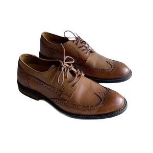 Vionic Bowery Bruno Oxford Size 8.5 Tan Leather Lace Up Dress Shoes Office Prepp
